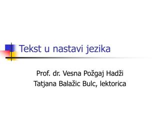 Tekst u nastavi jezika