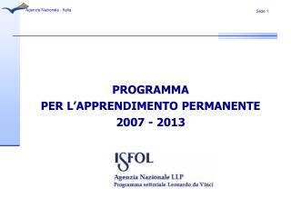 PROGRAMMA PER L’APPRENDIMENTO PERMANENTE 2007 - 2013