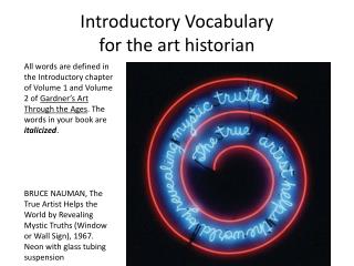 Introductory Vocabulary for the art historian