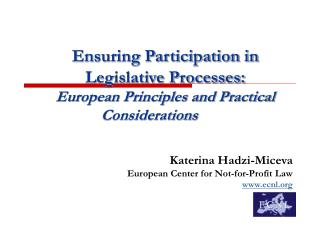 Ensuring Participation in Legislative Processes: European Principles and Practical Considerations