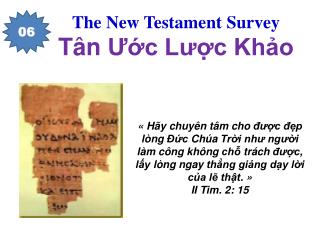 The New Testament Survey Tân Ước Lược Khảo