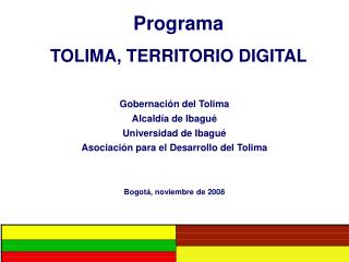 Programa TOLIMA, TERRITORIO DIGITAL