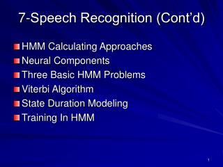 7- Speech Recognition (Cont’d)