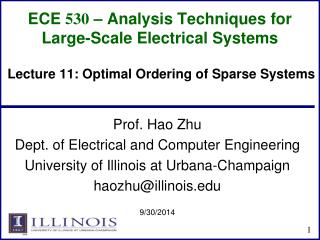 ECE 530 – Analysis Techniques for Large-Scale Electrical Systems