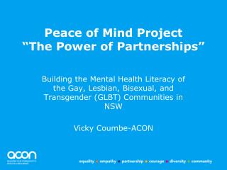Peace of Mind Project “The Power of Partnerships”