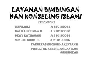 LAYANAN BIMBINGAN DAN KONSELING ISLAMI