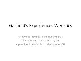 Garfield’s Experiences Week #3