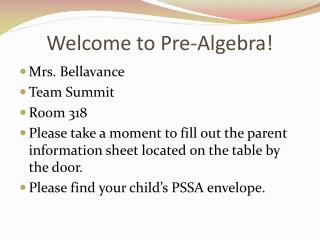 Welcome to Pre-Algebra!