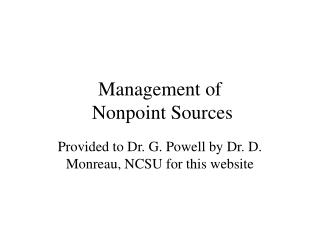 Management of Nonpoint Sources