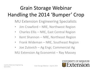 Grain Storage Webinar Handling the 2014 ‘Bumper’ Crop
