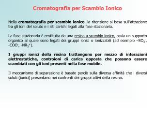 Cromatografia per Scambio Ionico