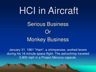 HCI in Aircraft