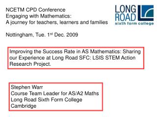 NCETM CPD Conference Engaging with Mathematics: A journey for teachers, learners and families