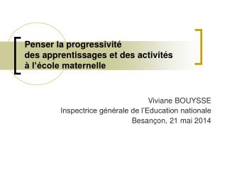 Penser la progressivité des apprentissages et des activités à l’école maternelle