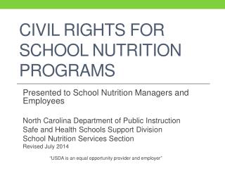 Civil Rights for School Nutrition Programs