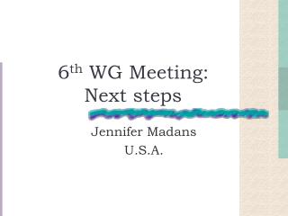 6 th WG Meeting: Next steps