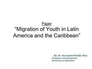 Paper “Migration of Youth in Latin America and the Caribbean”