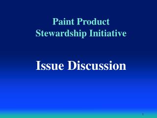 Paint Product Stewardship Initiative