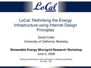 LoCal: Rethinking the Energy Infrastructure using Internet Design Principles