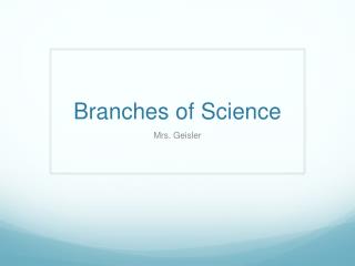 Branches of Science