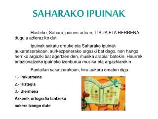 SAHARAKO IPUINAK