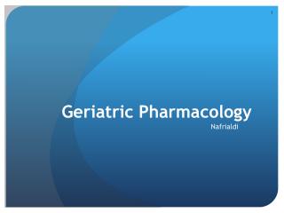 Geriatric Pharmacology