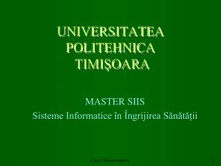 UNIVERSITATEA POLITEHNICA TIMIŞOARA