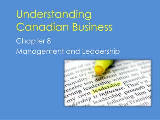 Understanding Canadian Business