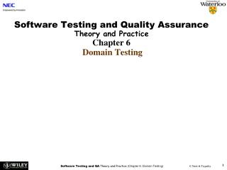 Software Testing and Quality Assurance Theory and Practice Chapter 6 Domain Testing