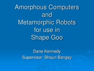 Amorphous Computers and Metamorphic Robots for use in Shape Goo