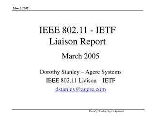 IEEE 802.11 - IETF Liaison Report