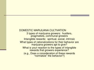 DOMESTIC MARIJUANA CULTIVATION