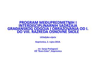 Koraci u izradi Izvedbenog školskog programa međupredmetnih i interdisciplinarnih sadržaja