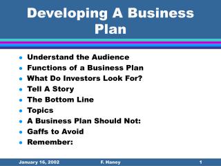 Developing A Business Plan