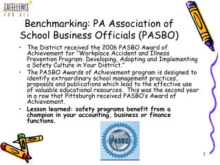 Benchmarking: PA Association of School Business Officials (PASBO)