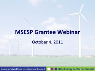 MSESP Grantee Webinar