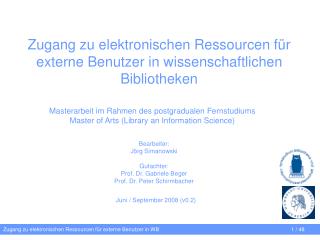 Zugang zu elektronischen Ressourcen für externe Benutzer in wissenschaftlichen Bibliotheken