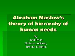 Abraham Maslow’s theory of hierarchy of human needs