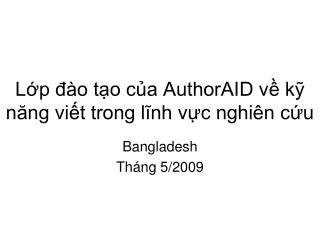 Lớp đào tạo của AuthorAID về kỹ năng viết trong lĩnh vực nghiên cứu