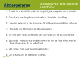 Aktiespararnas råd för sparande i aktiefonder