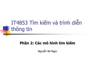 IT4853 Tìm kiếm và trình diễn thông tin