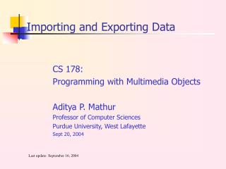 Importing and Exporting Data