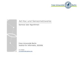 Ad Hoc und Sensornetzwerke