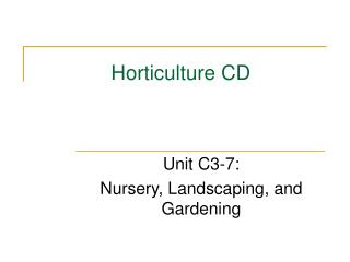 Horticulture CD