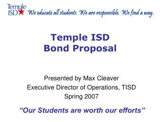 Temple ISD Bond Proposal