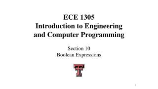 ECE 1305 Introduction to Engineering and Computer Programming