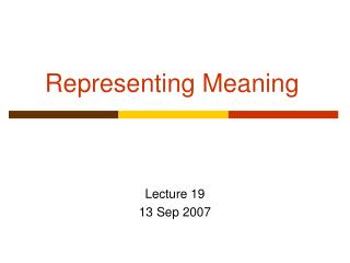 Representing Meaning