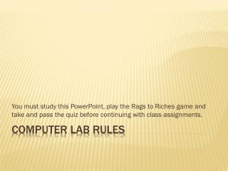 Computer Lab Rules