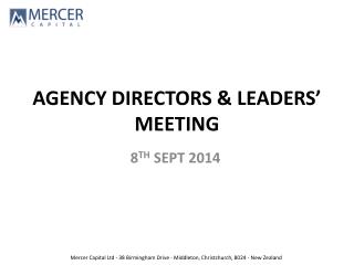 AGENCY DIRECTORS &amp; LEADERS’ MEETING