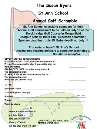 The Susan Byars St.Ann School Annual Golf Scramble